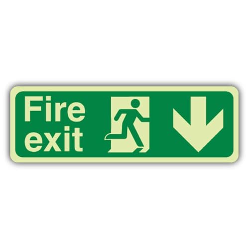 V Safety nachleuchtendes Sicherheitsschild "Fire Exit" Pfeil nach unten, 210 x 70 mm, 3 mm Aluminiumverbundstoff, GloReflect V Safety nachleuchtendes Sicherheitsschild "Fire Exit" Pfeil nach unten, 210 x 70 mm, 3 mm Aluminiumverbundstoff, GloReflect von VSafety