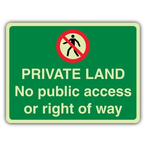 V Safety nachleuchtendes Sicherheitsschild "Private Land", Querformat, 600 x 450 mm, 3 mm Aluminiumverbundstoff, dreifach leuchtend von VSafety