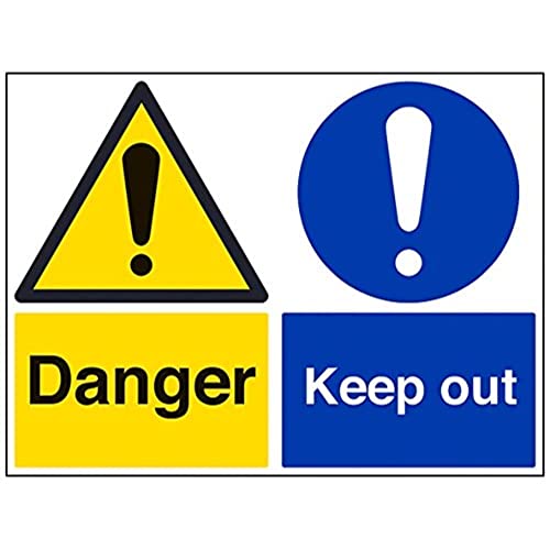 VSafety „Danger Keep Out“ Schild – Querformat – 600 mm x 450 mm – 1 mm starrer Kunststoff von VSafety