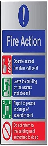 VSafety 12004AN-ACBRSH Schild mit Aufschrift General Fire Action Prohibition/Safe, 150 mm x 200 mm-3 mm, gebürstetes Aluminium Comp von VSafety