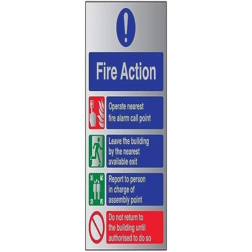 VSafety 12004BC-ACBRSH Schild mit Aufschrift General Fire Action Prohibition/Safe, 300 mm x 400 mm-3 mm, gebürstetes Aluminium von VSafety