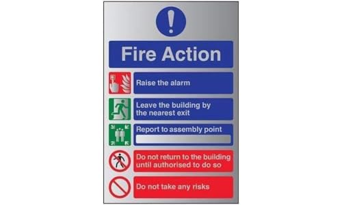 V Safety 12006AU-R1ABRSH VSafety Schild mit Aufschrift General Fire Action (englische Ausgabe) 200 mm x 300 mm – 1,6 mm Aluminium starrer Kunststoff, 200mm x 300mm von V Safety