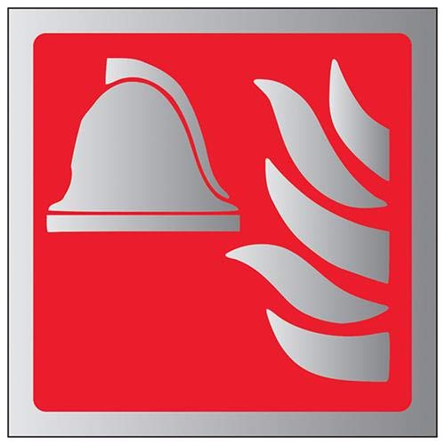 VSafety 13015AT-SABRSH Equipment-Fire Point Logo-Schild, 200 mm x 200 mm, selbstklebend, Alu-Effekt von VSafety