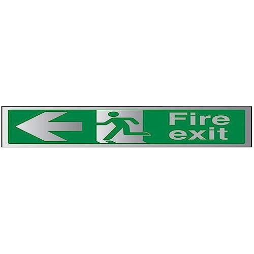 VSafety 14003AX-ACBRSH Schild Fire Exit Pfeil Links, 300 mm x 100 mm-3 mm, gebürstetes Aluminium Comp von VSafety