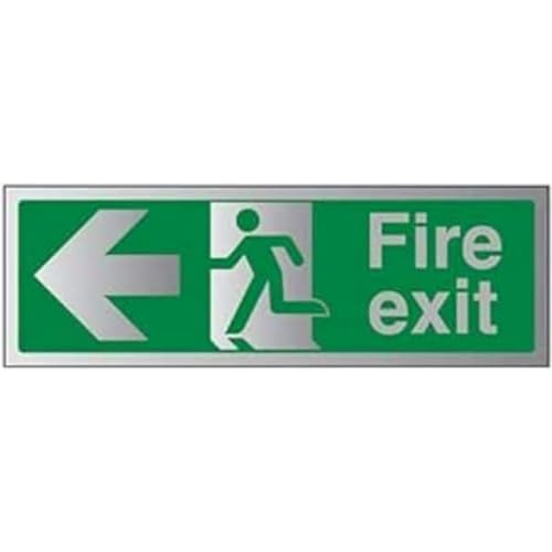 VSafety 14003BJ-ACBRSH Fire Exit Pfeil Links, 450 mm x 150 mm-3 mm, gebürstetes Aluminium Comp von VSafety