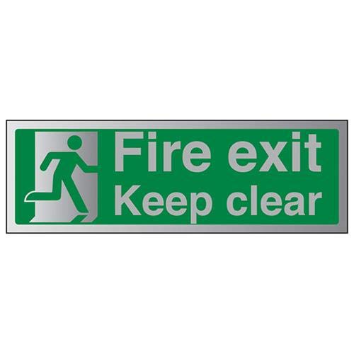 VSafety 14011BJ-ACBRSH Schild Fire Exit Keep Clear, 450 mm x 150 mm-3 mm, gebürstetes Aluminium Comp von VSafety