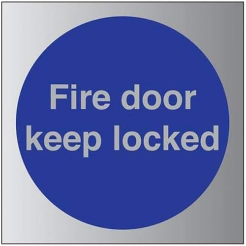 VSafety 18016AM-R1ABRSH Schild Fire Door Keep Locked 150 mm x 150 mm-1,6 mm Aluminium starrer Kunststoff von VSafety