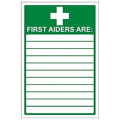 VSafety First Aiders Schild – Hochformat – 150 mm x 200 mm – 2 mm starrer Kunststoff von V Safety