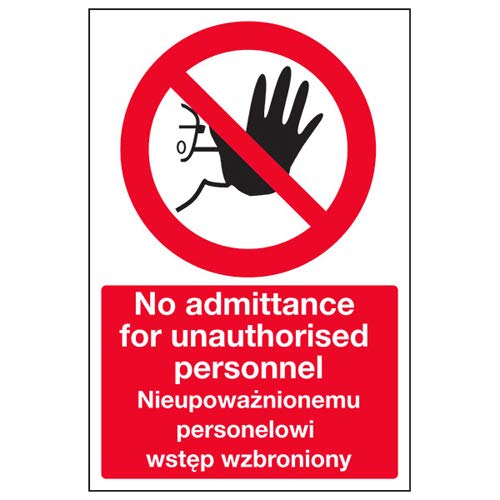VSafety 52047AU-S Schild, englisch/polnische Aufschrift "No Admittance For Unathor...", 200 x 300 mm von VSafety