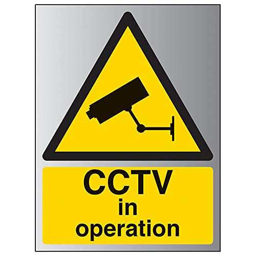 VSafety 63002BC-R1ABRSH Warnschild Allgemein-CCTV in Operation, 300 mm x 400 mm-1,6 mm, Aluminium starrer Kunststoff von VSafety