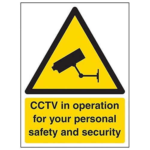 VSafety 6E002AN-ACBRSH Schild CCTV in Operation for Your Personal Safety, 150 mm x 200 mm - 3 mm, gebürstetes Aluminium Comp von VSafety