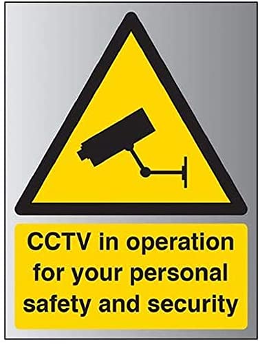 VSafety 6E002BC-R1ABRSH Schild CCTV in Operation for Your Personal Safety, 300 mm x 400 mm-1,6 mm, Aluminium starrer Kunststoff von VSafety