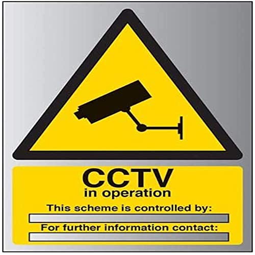 VSafety 6E032AN-SABRSH Schild CCTV in Operation This Scheme is Controlled by Schild, 150 mm x 200 mm, selbstklebend, Alu-Effekt von VSafety