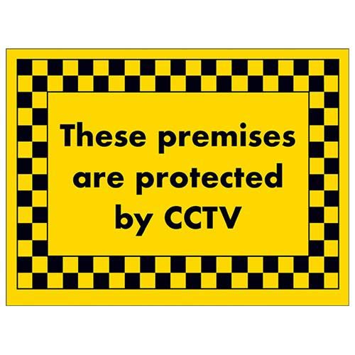 V Safety DP022AR-SY Schild These Premises Are Protected by CCTV 200 mm x 150 mm, selbstklebendes Vinyl, gelb von V Safety