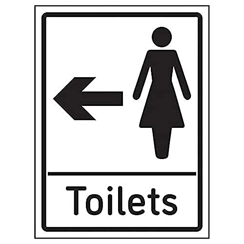 VSafety Damen-Toiletten Pfeil links – 200 mm x 300 mm – 1 mm starrer Kunststoff von VSafety