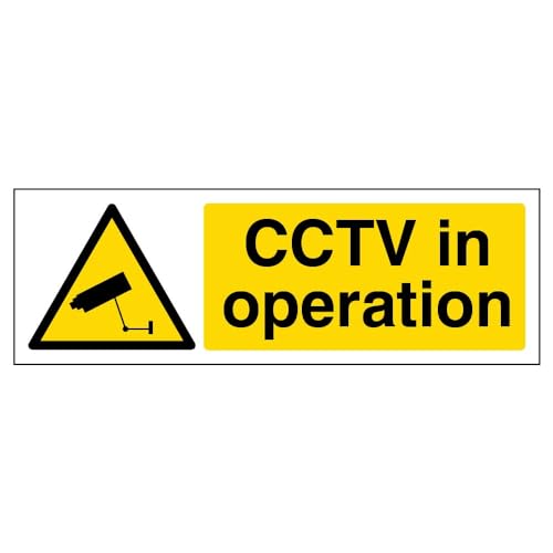 VSafety Schild „CCTV in Operation“, Querformat, 300 x 100 mm, 1 mm dicker, harter Kunststoff (evtl. nicht in deutscher Sprache) von VSafety