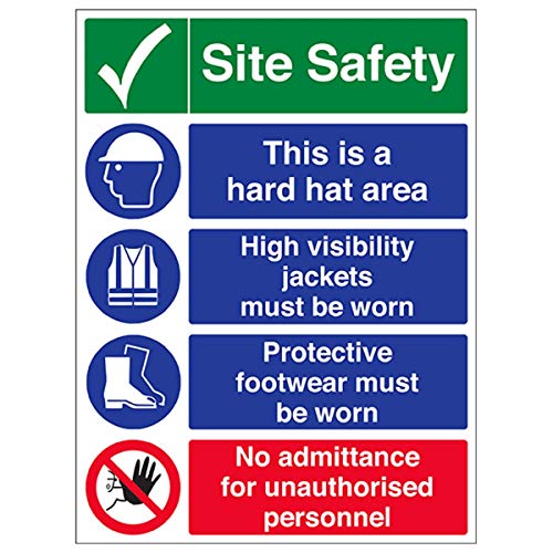 VSafety Warnschild „Multi Hazard Site Safety No Admittance", Hochformat, 300 mm x 400 mm, selbstklebendes Vinyl VSafety Warnschild „Multi Hazard Site Safety No Admittance", Hochformat, 300 mm x 400 mm, selbstklebendes Vinyl von VSafety
