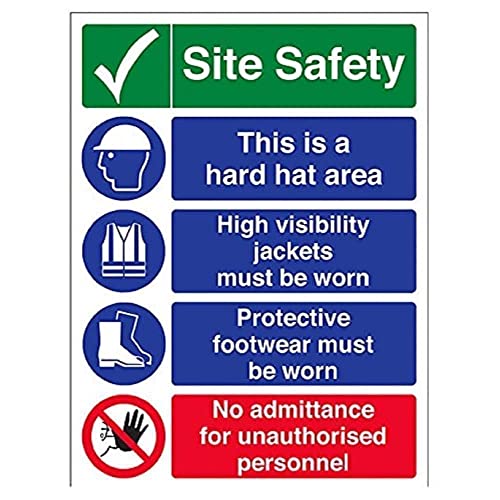 VSafety Warnschild „Multi Hazard Site Safety No Admittance", Hochformat, 300 x 400 mm, 1 mm, Hartkunststoff VSafety Warnschild „Multi Hazard Site Safety No Admittance", Hochformat, 300 x 400 mm, 1 mm, Hartkunststoff von VSafety