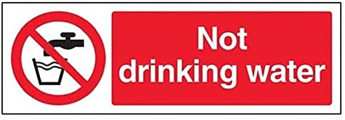 VSafety Warnschild mit englischer Aufschrift „Not Drinking Water“, Querformat, 300 x 100 mm, selbstklebendes Vinyl von VSafety