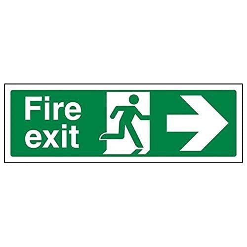 VSafety englisches Schild „Fire Exit“, Querformat, 300 x 100 mm, 2 mm Hartplastik von VSafety