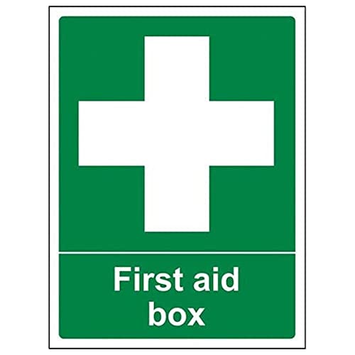 VSafety englisches Schild „First Aid Box“, Hochformat, 100 x 150 mm, 2 mm starrer Kunststoff von VSafety