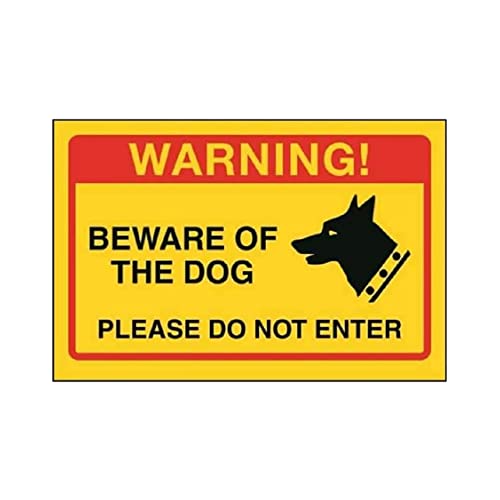 VSafety englisches Warnschild „Beware of The Dog, Please Do Not Enter, 150 x 100 mm, starrer Kunststoff, Gelb von VSafety
