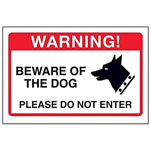 VSafety englisches Warnschild „Beware of The Dog, Please Do Not Enter, 200 x 150 mm, 1 mm, starrer Kunststoff von VSafety