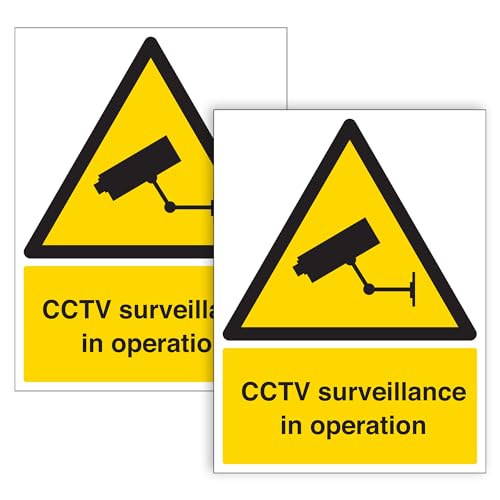 Warnschild mit Aufschrift "CCTV SURVEILLANCE IN OPERATION", Sicherheitswarnung für die DSGVO drinnen und draußen, 1 mm starrer Kunststoff, 300 mm x 400 mm, 2 Stück von VSafety