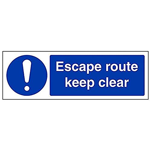 vsafety 1. ax-s "Escape Route Keep Clear" Sign, Landschaft, 300 mm x 100 mm (3 Stück) von VSafety