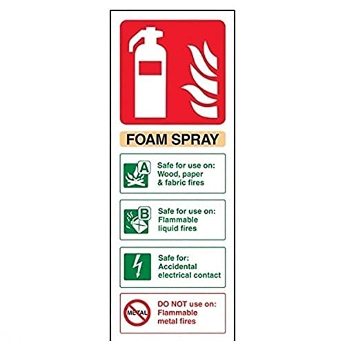 vsafety 11012 ac-s Feuerlöscher Schild, Schaumstoff Spray ID Elektrische Safe, selbstklebend, Porträt, 75 mm x 200 mm, beige/schwarz/grün/rot von VSafety