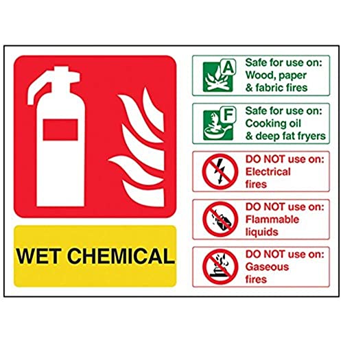 vsafety 11018 AR Feuerlöscher S Zeichen, Wet chemischen ID, selbstklebend, Landschaft, 200 mm x 150 mm, grün/rot/gelb von VSafety