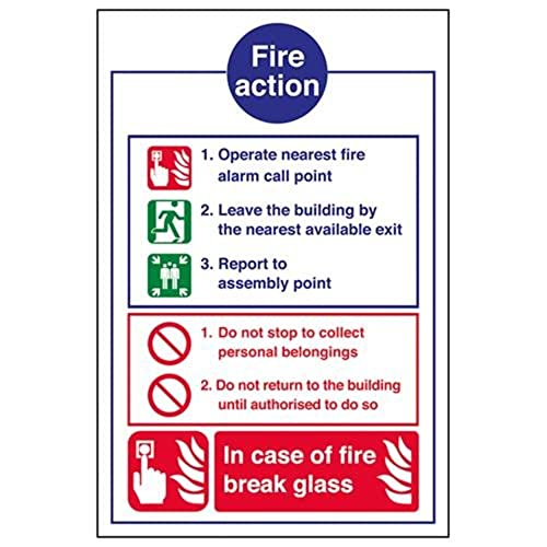 vsafety 12012 A4 A4 Fire Action Break Glass sign-210 mm x 297 mm von VSafety