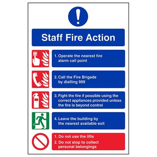 vsafety 12015 A4 A4 Staff Fire Action 999 sign-210 mm x 297 mm von VSafety