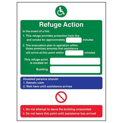 VSafety Refuge Action You Are Located On Building Schild, Hochformat, 150 x 200 mm, 1 mm starrer Kunststoff von V Safety