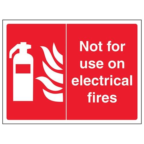 VSafety Schild "Not For Use On Electrical Fires", Querformat, 200 x 150 mm, 1 mm starrer Kunststoff von V Safety