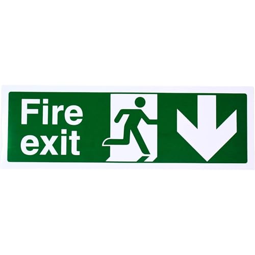 vsafety 14002bj-s "FIRE EXIT Arrow Down" Zeichen, selbstklebendes Vinyl, Landschaft, 450 mm x 150 mm, grün vsafety 14002bj-s "FIRE EXIT Arrow Down" Zeichen, selbstklebendes Vinyl, Landschaft, 450 mm x 150 mm, grün von VSafety