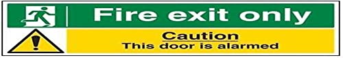 vsafety 14013bp-s Fire Exit//NUR Tür Alarmgesicherter Fire Exit Schild, selbstklebendes Vinyl, Landschaft, 600 mm x 200 mm x 200 mm von VSafety