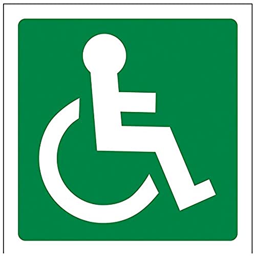 VSafety Wheel Chair Logo Facing Right Sign – Quadratisch – 100 mm x 100 mm – 1 mm starrer Kunststoff von V Safety