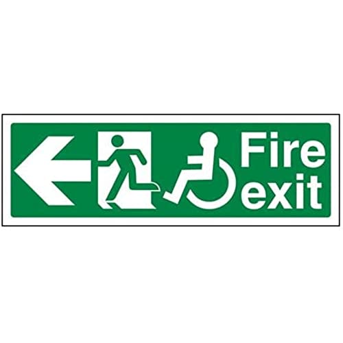 vsafety 14032 ax-s Rad Stuhl Fire Exit/TEXT Pfeil links Fire Exit Schild, selbstklebendes Vinyl, Landschaft, 300 mm x 100 mm von VSafety