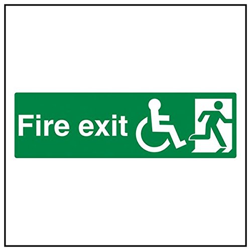 vsafety 14034 ax-g "Rad Stuhl Final Fire Exit Man rechts" Zeichen, 300 mm x 100 mm (3 Stück) von VSafety