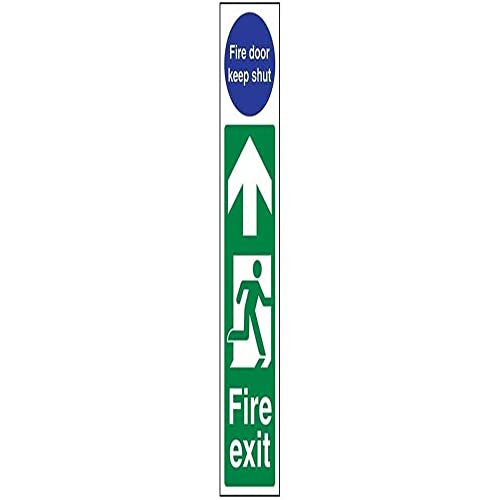 VSafety Fire Exit Door Plate Man Right/Fire Door Keep Shut Schild - Hochformat - 75 mm x 300 mm - Selbstklebendes Vinyl von V Safety