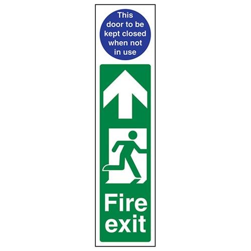 VSafety Fire Exit Türschild Man Right/Door To Be Kept Closed Schild - Hochformat - 75 mm x 300 mm - Selbstklebendes Vinyl von V Safety