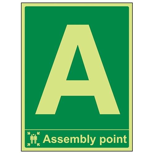 vsafety 17019bh-g Fire Assembly Point Schild, ASSEMBLY Point mit Buchstabe, Kunststoff, Porträt, 400 mm x 600 mm, grün von VSafety