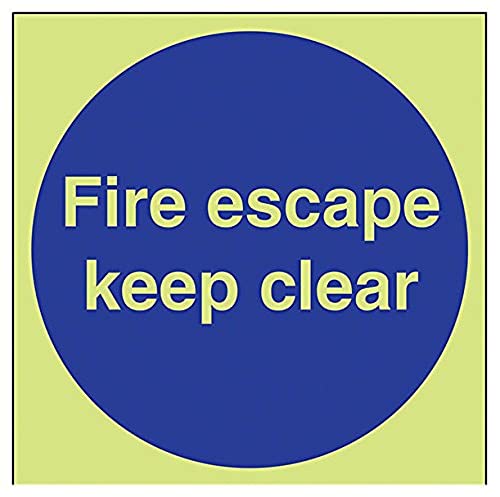 VSafety Glow In The Dark Fire Escape Keep Clear Pflichtschild, 150 x 150 mm, starrer Kunststoff von V Safety