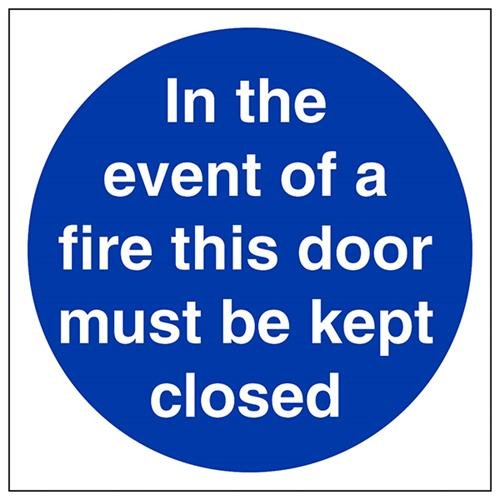 VSafety In The Event Of Fire This Door Must Be Closed, quadratisch, 200 x 200 mm, 1 mm starrer Kunststoff von V Safety