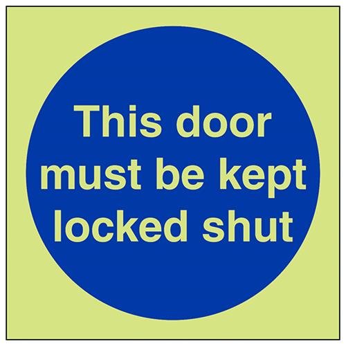 VSafety Glow In The Dark This Door Must Be Kept Locked Schild – 150 mm x 150 mm – starrer Kunststoff von V Safety