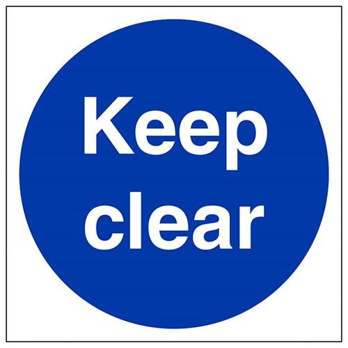 VSafety Schild "Keep Clear", quadratisch, 150 x 150 mm, 1 mm starrer Kunststoff von V Safety