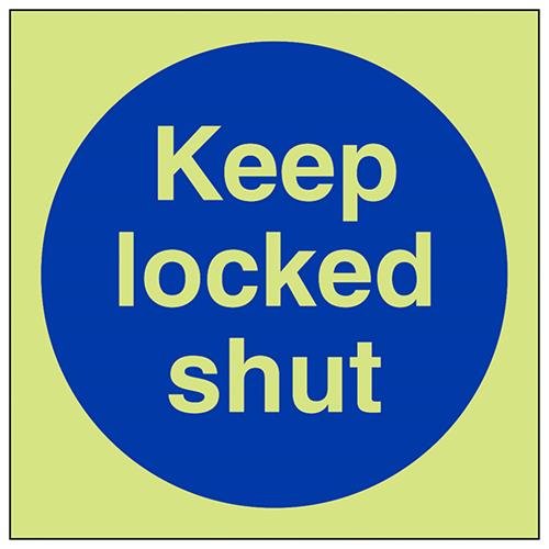 VSafety Glow In The Dark Keep Locked Schild – 150 mm x 150 mm – starrer Kunststoff von V Safety