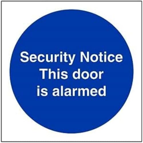 vsafety 18028 af-r "Sicherheit Pinnwand ist diese Tür Alarmgesicherter" Pflicht Schilder, 1 mm starrer Kunststoff, eckig, 100 mm x 100 mm, blau von VSafety