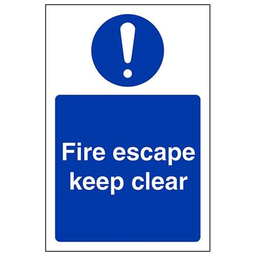 VSafety Fire Escape Keep Clear Schild, Hochformat, 100 x 150 mm, 1 mm starrer Kunststoff von V Safety